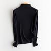 Suéter Térmico de Punto de Seda de Morera con Cuello Alto para Mujer, Camiseta Básica de Canalé con Forro Polar, Top Interior Adelgazante, Camiseta para Otoño e Invierno Nueva Colección