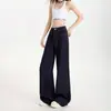 Stretch em Quatro Direções Antirrugas Caimento Ykk Genuíno Ajuste Solto Não Aderente Perna Larga Flare Denim Cor Original Que Não Desbota