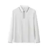 Polo de Manga Larga con Solapa y Cremallera Nueva Moda Cremallera Solapa Jersey Color Sólido Ropa de Trabajo Ropa de Grupo Ropa de Trabajo Corporativa