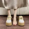Sapatos Respiráveis Vazados 2026 Verão Novo Plataforma Casual Aumenta Altura Sola Grossa Sandálias Mule Fechadas para Mulheres