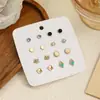Set de Aretes Pequeños Europeos y Americanos Transfronterizos para Mujer, Flor, Estrella de Cinco Puntas, Aretes en Forma de Corazón, Aretes para Mujer con Pasadores de Acero Inoxidable 316