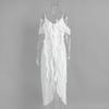 Vestido Sexy de Tirantes de Comercio Exterior Transfronterizo Europeo y Americano 2025 Verano Nuevo Vestido de Tirantes con Cuello en V con Volantes para Mujer