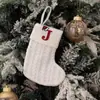 Decorações Transfronteiriças Meias de Tricô Meias de Lã Letras Bordadas Sacos de Presente de Doces Infantis Meias Brancas de Natal Sacos de Presente