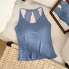 Camisola colorida decotada nas costas plus size 40-100kg não precisa usar sutiã, bojo fixo, adequada para usar tanto por baixo quanto por cima