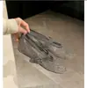 Mismo estilo que Mom de Uva, aumento interno de altura de 4 cm~ Mocasines de cuña de verano de red transpirable de una sola tira con pedrería brillante
