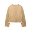 Atacado de Roupas Femininas Transfronteiriças 2026 Estilo Europeu e Americano Gola Redonda Pequeno Estilo Chanel Botão Decorativo Jaqueta Integrada de Couro e Pelo Roupa Externa Quente e Grossa