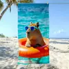 Popular en el comercio exterior, linda y adorable toalla de playa de capibara con impresión digital de alta definición, absorbente y sin pelusa, admite pedidos mixtos