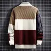 Bonito Jersey Nuevo para Hombre Otoño e Invierno Estilo Japonés Patchwork Engrosado Estilo Coreano Tendencia Jersey de Lana Camisa Base de Punto Hombre