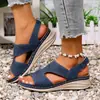 Sandalias de cuña de talla grande transfronterizas de Amazon para mujer 2025 Primavera/Verano Nueva Moda Casual Zapatos de mujer cosidos al por mayor
