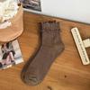 Celebridad de Internet Doble Capa Borde de Madera Oreja de Madera Corea del Sur Ins Moda Vintage Apilables Calcetines Otoño e Invierno Explosiones