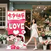Decoração de atmosfera para o Dia dos Namorados Chinês para shoppings e lojas, placa de boas-vindas, painel de KT, porta-retrato romântico para confissão