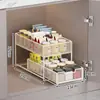 Prateleira de Armazenamento Deslizante para Armário de Cozinha, Prateleiras em Camadas Internas, Gaveta Dupla Camada Extra Profunda, Cesta Deslizante, Gadget de Armazenamento