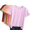 Pinduoduo Roupas Femininas Estilo Coreano 2020 Novo Tecido de Seda Leite Cor Sólida Slim Fit Top Camiseta de Manga Curta Comércio Exterior Multicolorido