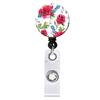 ABS gota pegamento flor flor retráctil giratorio fácil de tirar pequeño floral pinza de cocodrilo carrete de insignia hebilla de fácil extracción