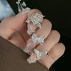 Anillo de apertura de media mariposa con dedo índice, ligero, de lujo y moderno, con diamantes personalizados y destellos, estilo frío, exquisito y elegante.