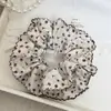 Estilo Coreano de Principios de Otoño Mi Ka Negro Floral Doble Capa Tejido de Ganchillo Cuerda para el Cabello Tipo Intestino Grande Temperamento Elegante Recogido Bajo Flor para el Cabello Cuerda para el Cabello