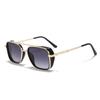 Gafas de sol de doble barra transfronterizas Gafas de sol de alta gama europeas y americanas para mujer y hombre retro degradadas metal punk viento protección UV