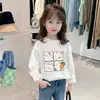 Camiseta Base Versátil de Primavera y Otoño para Niños Mayores, Camiseta de Manga Larga de Algodón Puro, Top Lindo Holgado para Niñas