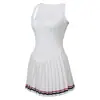 Vestido Falda de Tenis de Verano con Cuello Cuadrado, Hermoso Diseño de Espalda, Falda Plisada, Deportiva Adelgazante de Secado Rápido Anti-Exposición Media Falda