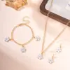 Set de Joyería de Metal con Flor de Gota de Aceite Dulce y Fresco Transfronterizo Europeo y Americano Collar y Pulsera de Lujo Ligero Simple