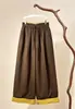 2026 Primavera/Otoño Nuevo Estilo Nuevo Estilo Chino Estilo Nacional Pantalones de Pierna Ancha Fluidos Cintura Elástica Casual Retro Pantalones de Temperamento Versátiles