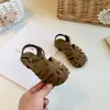 Sapatos Infantis Estilo Coreano, Sandálias de Verão para Meninas, Sapatos de Princesa Tecidos Vazados Retro Franceses, Sapatos Fechados para Praia, Sapatos Romanos