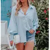 Moda Feminina Transfronteiriça Europeia e Americana Primavera/Verão 2022 Nova Blusa Amazon Férias na Praia Protetor Solar Camisa Listrada Média-longa