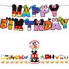 Mickey Mouse Minnie Tema de Mickey Decoración de Fiesta de Cumpleaños para Niños Globo Bandera Banner Set para Insertar en Pastel