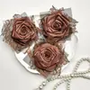 Colar de Flor de Tecido de Cetim Rosa com Renda Queimada Halloween Feito à Mão Retrô Prendedor de Cabelo Broche Flor para Chapéu Acessórios