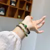 Pulsera de Múltiples Vueltas para Mujer con Cuentas Redondas de Jaspe de Jade Hetian Natural y Madera de Águila, Estilo Chino, Versátil y de Lujo Ligero