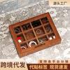 Caja de Almacenamiento de 9 Compartimentos Caja de Joyería de Escritorio Multifuncional Caja de Madera Maciza Madera Vintage Organizador de Escritorio con Cajón