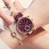 Relógio Multifuncional de Couro com Pulseira de Couro Estilo Europeu Antigo com Três Mostradores, Estilo Europeu e Americano da Moda, Relógio Feminino de Quartzo com Pulseira de Couro e Mostrador Grande