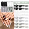 Venta Caliente Transfronteriza 96 Piezas Color Puro Mate Esmerilado Uñas Trapezoidales Presionar Uñas Manicura Uñas Portátiles Accesorios