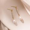Brincos de Diamante com Pérola Gota de Água para Mulheres Design de Nicho Diamantes Brilhantes Borla Joias de Orelha de Luxo Leve Atacado de Joias