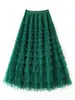 Saia de Bolo Patchwork em Renda 2026 Primavera, Verão, Outono, Inverno Novo Estilo Saia Midi Saia Longa Evasê Saia de Tule Bufante