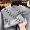 Nova moda outono e inverno masculina versátil com flocado e estampa gola redonda grossa manga longa moletom camisa base masculina já disponível
