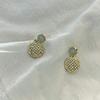 Pendientes de moda coreana, sencillos, redondos y con diamantes que combinan con todo, nuevos diseños con sensación de gota de aceite, adelgazantes, pendientes de aguja de plata S925 a la moda.