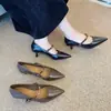 Nuevos Tacones de Aguja Versátiles Retro de Punta Fina con Corte Bajo y Diseño Elegante, Tacones Altos Simples de Una Correa, Primavera 2026