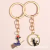 Pendente Criativo de Liga Metálica com Pingente de Gato e Gotejamento de Óleo Transfronteiriço Chaveiro com Pingente de Gato e Lua para Halloween