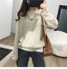 Jaqueta Casual Solta Cor Sólida Estilo Preguiçoso Outono/Inverno 2024 com Gola Zíper Manga Longa Cardigan de Tricô
