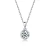 Collar de Plata de Ley S925 con Moissanita para Mujer Colgante Burbuja Redondo Engastado en Bisel Cadena Sencilla para Clavícula Stock de Fábrica Accesorios para Transmisión en Vivo