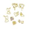 Accesorios de Joyería de Aleación DIY Oro de 14K Hueco Diamante Amor Colgante Aretes Pulsera Collar Decoración Corazón de Durazno Colgante