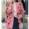 2025 Inverno Casual Novo Tricotado Tamanho Grande Estilo Preguiçoso Suéter Moda Feminina Amor Vazado Jaqueta Cardigã Feminina