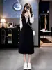 Vestido camisa de dos piezas estilo francés, nueva colección otoño/invierno para mujer, elegante y estiliza, vestido de longitud media