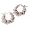Moda Europea y Americana Simple Nicho Popular Pendientes de Acero de Titanio Acero Inoxidable Chapado en Oro de 18 Quilates Gradiente Tamaño Pendientes de Perla para Mujer