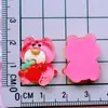 Oso de Fresa Transparente Cabeza de Fresa Pasador de Fresa Cuerda para el Cabello Agarre Funda para Teléfono Pegamento de Crema DIY Parche Decorativo de Resina