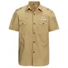 Verano Transfronterizo AliExpress Air Force One Color Sólido Algodón Camisa de Manga Corta para Hombre Verde Militar Camisa de Trabajo Camisa de Media Manga para Hombre