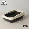 Caixa de areia para gatos grande, semi-fechada, com laterais altas para evitar que a areia se espalhe, design aberto, feita de material PP espessado, fácil de limpar e um acessório para animais de estimação