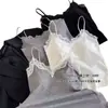 Camisolinha de Renda para Lingerie Feminina com Alças Finas, Top Base sem Mangas, Top Tubo Sexy Push-Up