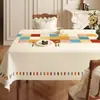 Estilo Novo 2025 Toalha de Mesa Impermeável, à Prova de Óleo, Resistente ao Calor, Sem Lavagem, Toalha de Mesa Estilo Retro Americano, Protetor de Mesa, Sensação de Luxo Leve e Alto Padrão